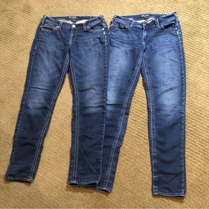 TWO Pair Silver Suki Mid Skinny and Pencil Skinny Joga Jeans size 31